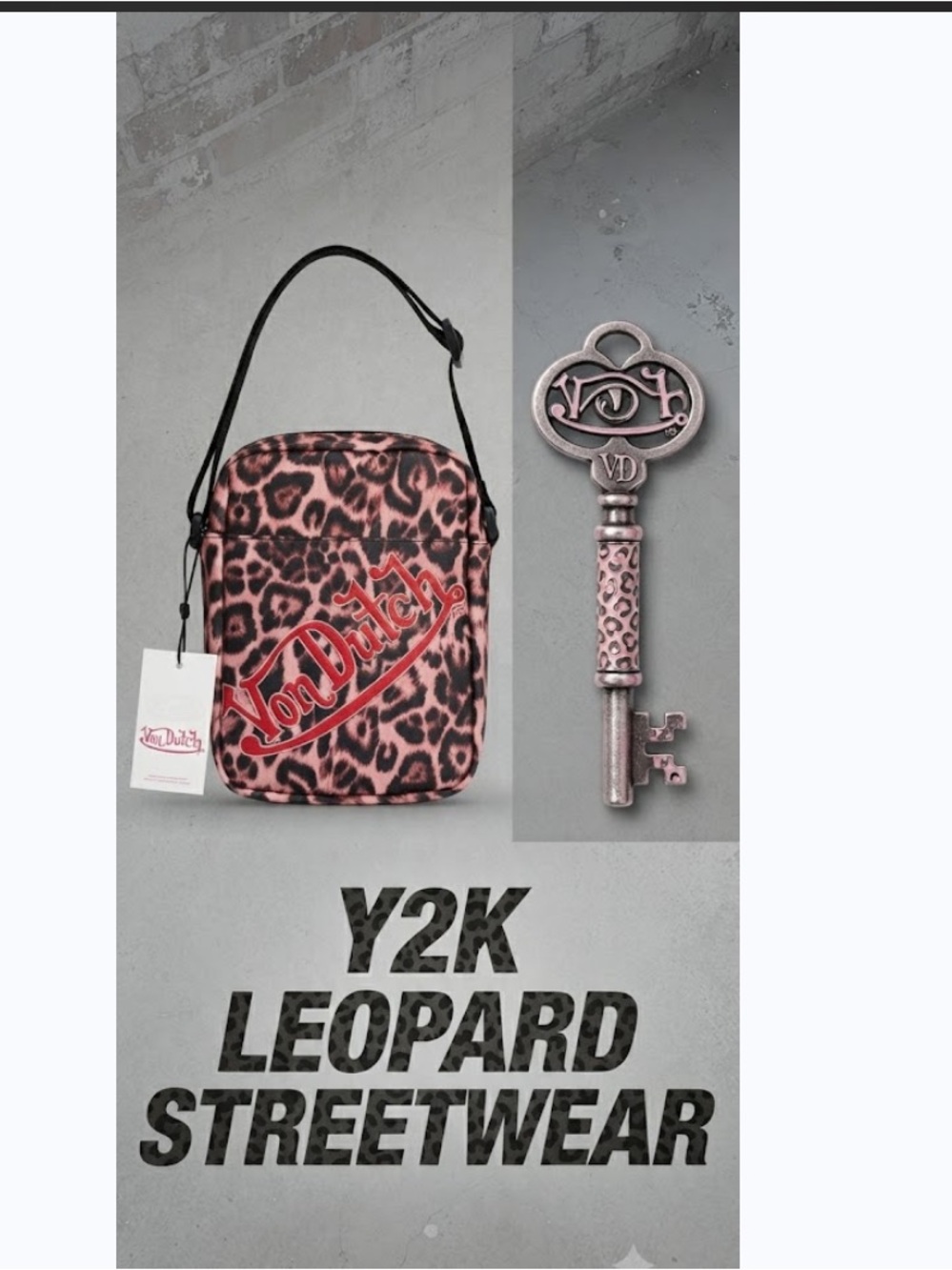 NWT Von Dutch Y2K Leopard Crossbody Bag Pink Summer Festival Unisex